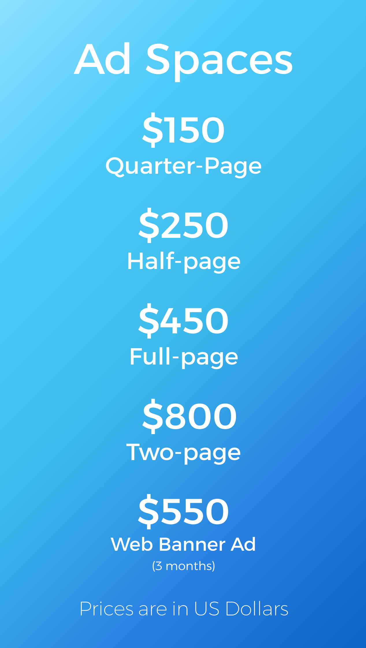 Ad Spaces pricing